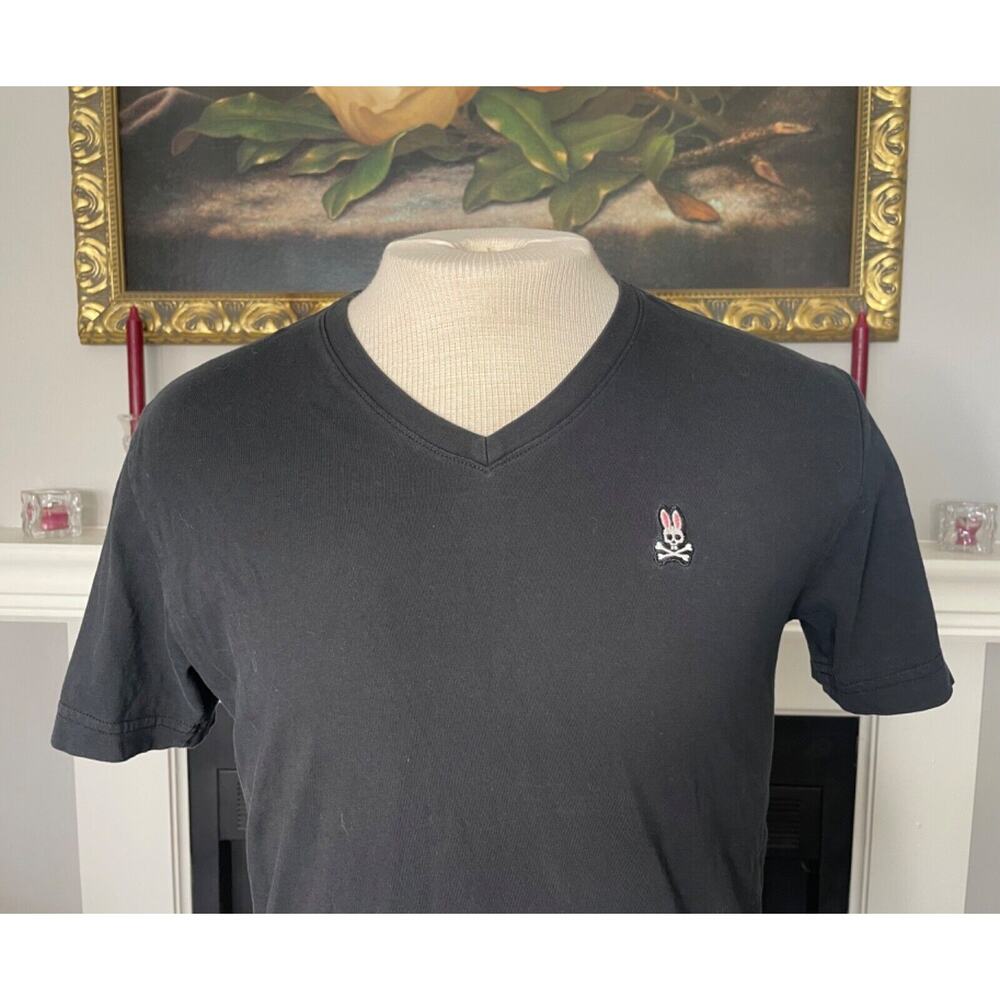 Psycho Bunny Men's V-Neck T Shirt Embroidered Logo Size 4
